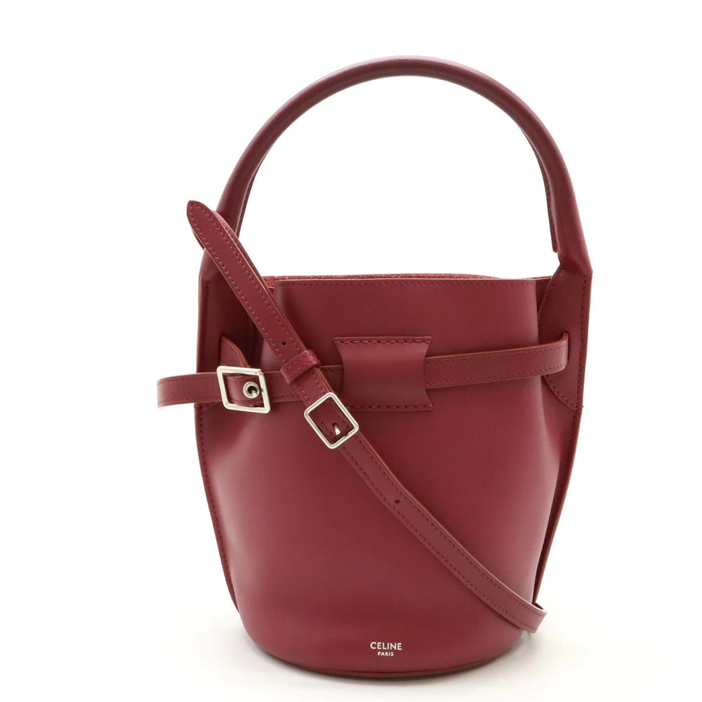 Celine Big Bag Bucket Handbag Shoulder Calf Leather Wine Red